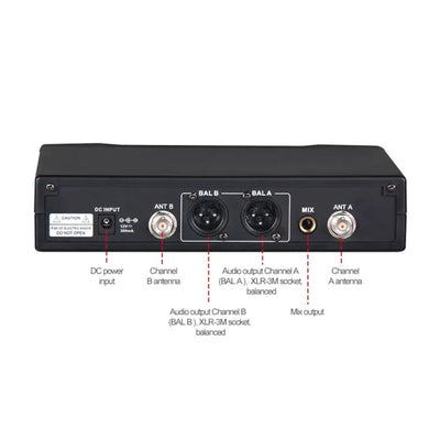 Dual Wireless Microphone System 2x Professional Cordless Mic Karaoke Vocal Stage
