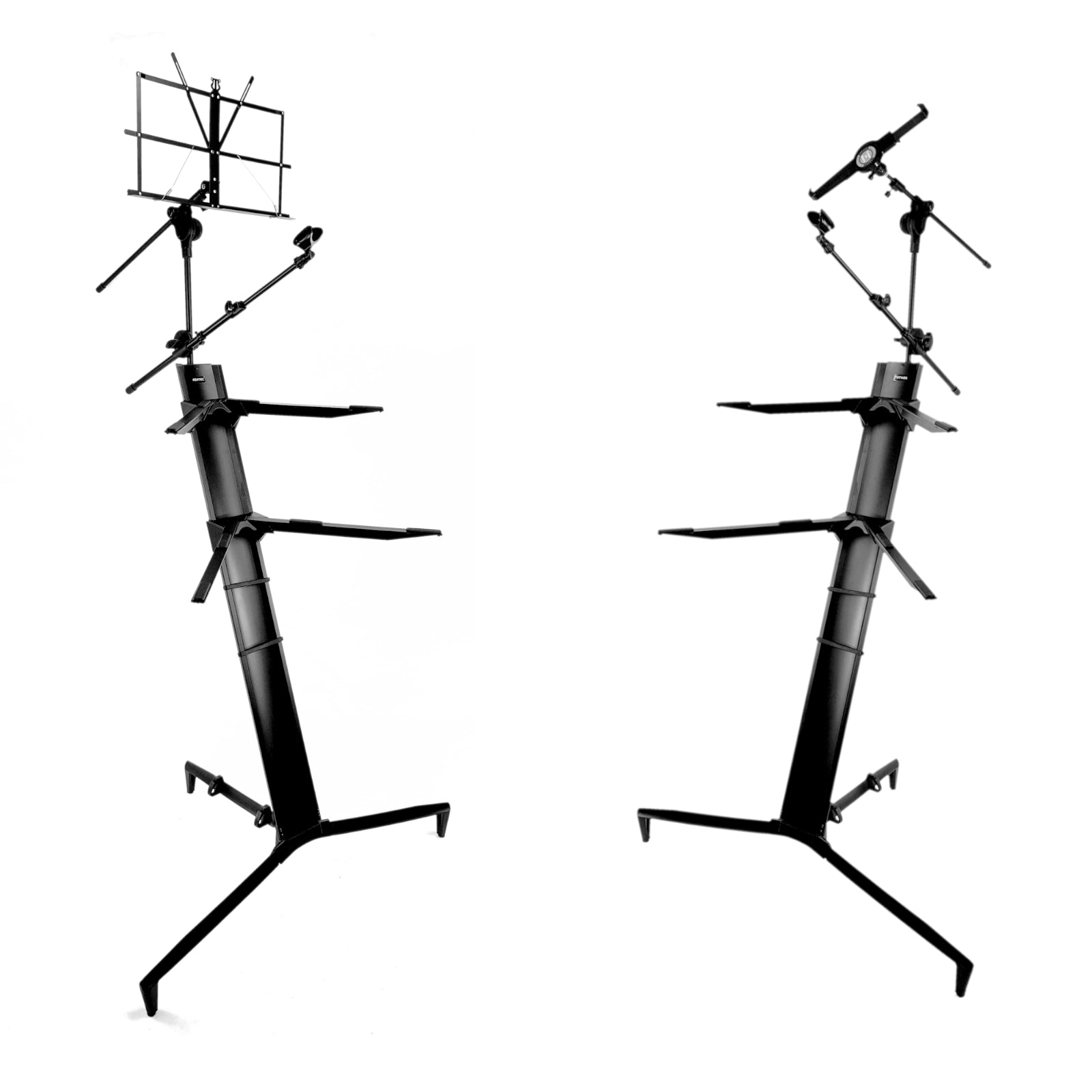 Double Keyboard Piano Synth Stand Portable Folding 2 Tier + Bag + Choice of Tablet/Phone attachment or Sheet Music attachment