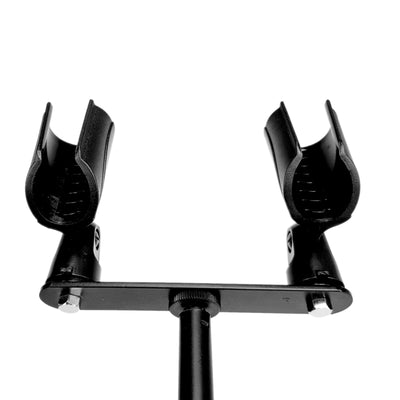 Dual Microphone Holder 2 Way Arm Double Heavy duty Mic Clip Stereo Mount Bracket