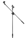 Dual Microphone Telescopic Boom Mic Stand Adjustable Holder Tripod + Two Clip