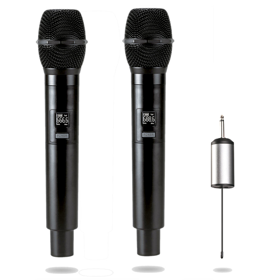 Dual Wireless Microphone Cordless 50 UHF Frequencies Rechargeable Karaoke Stage Vocal
