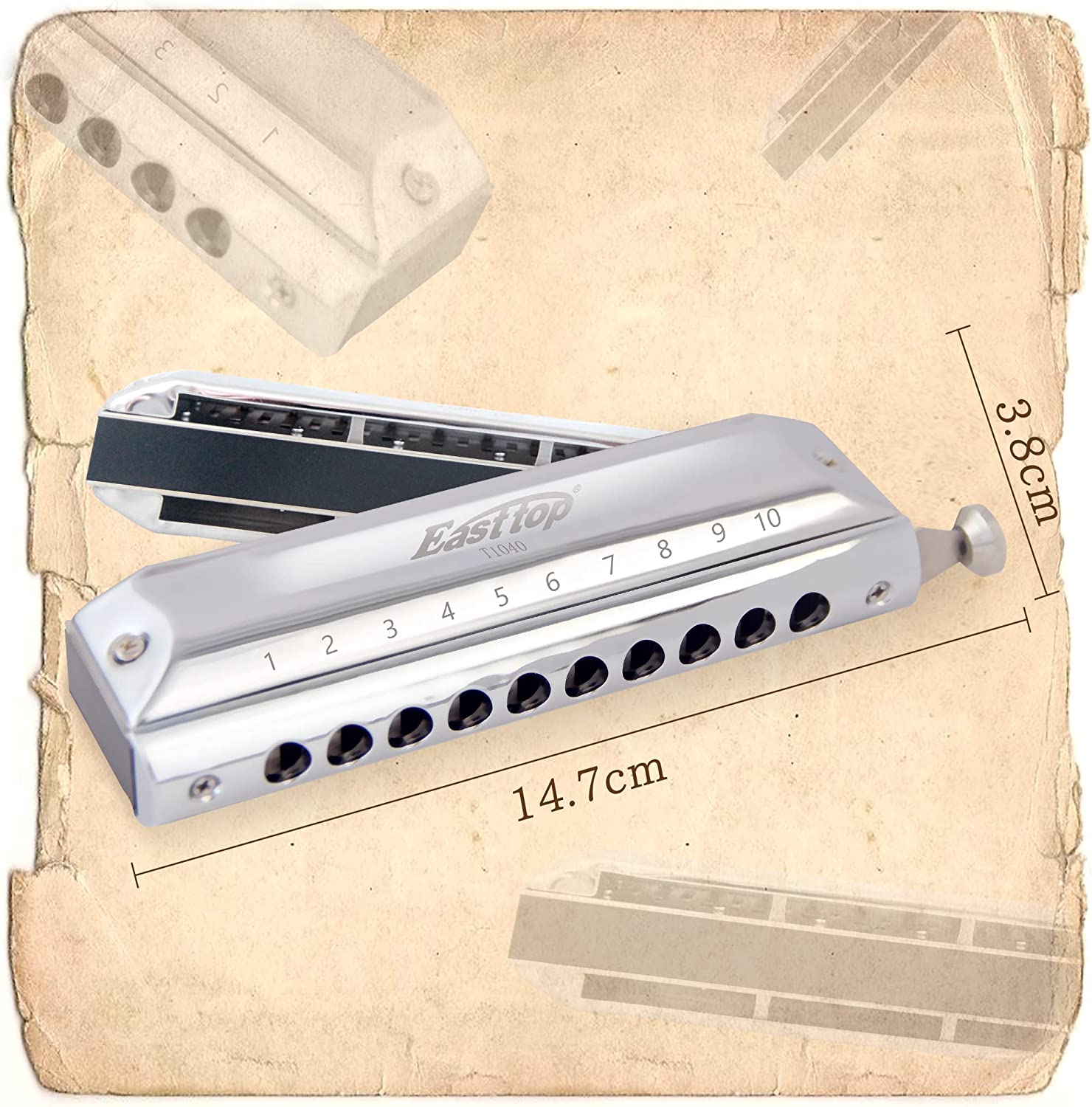 East Top T10-40 Harmonica Chromatic Mouth Organ Key of C Blues Harp