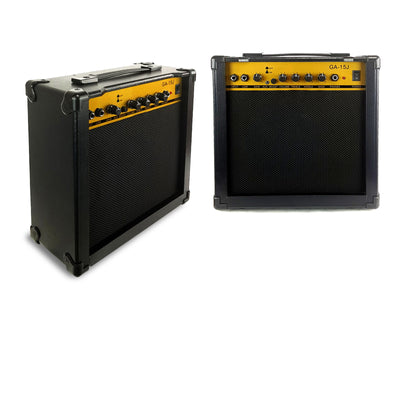 Electric Guitar Instrument Amplifier 15W Combo Amp AUX Input Boost Gain Phones EQ Low High 6.5" Speaker