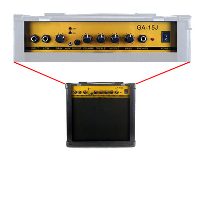 Electric Guitar Instrument Amplifier 15W Combo Amp AUX Input Boost Gain Phones EQ Low High 6.5" Speaker