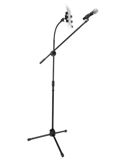 Microphone Mic Stand and Tablet or Phone Holder flexible gooseneck 2M Boom Tripod Base