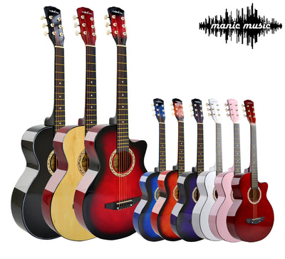 Electric Acoustic Guitar 38 inch EQ Premium Finish Cutaway Design 4 colours