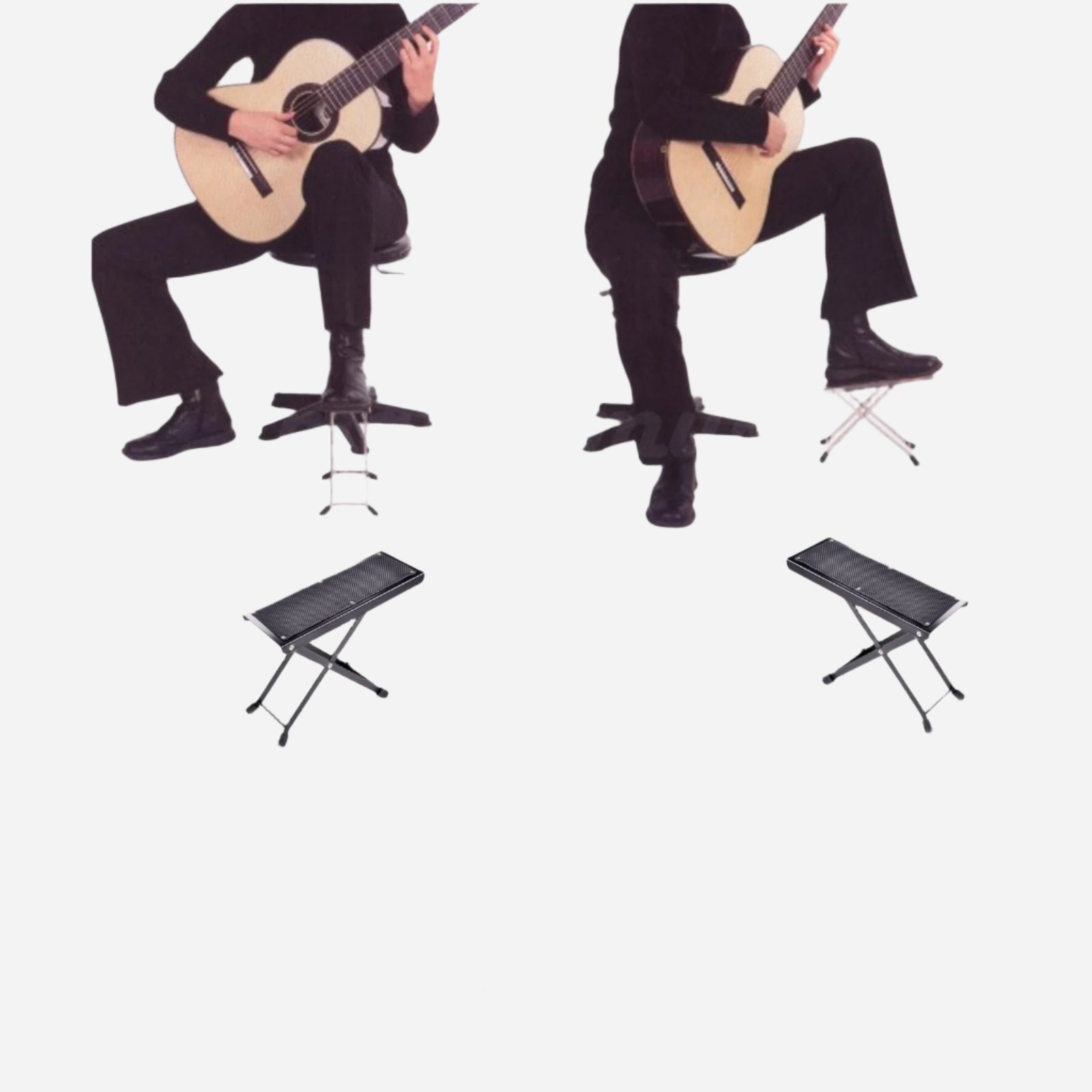 Ashtec Guitarist’s footstool Adjustable Guitar Bass Foot Rest Stool Solid Metal