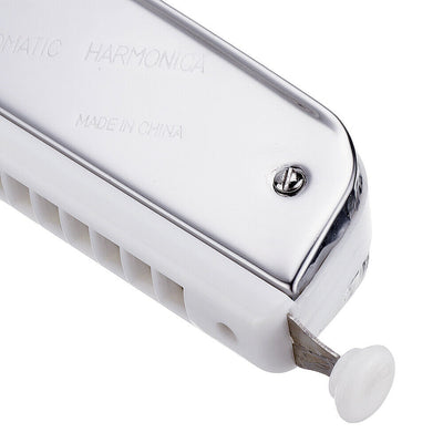 Harmonica Chromatic Mouth Organ Key of C 24-Holes Classic Chrome Blues Harp With Scale Changer