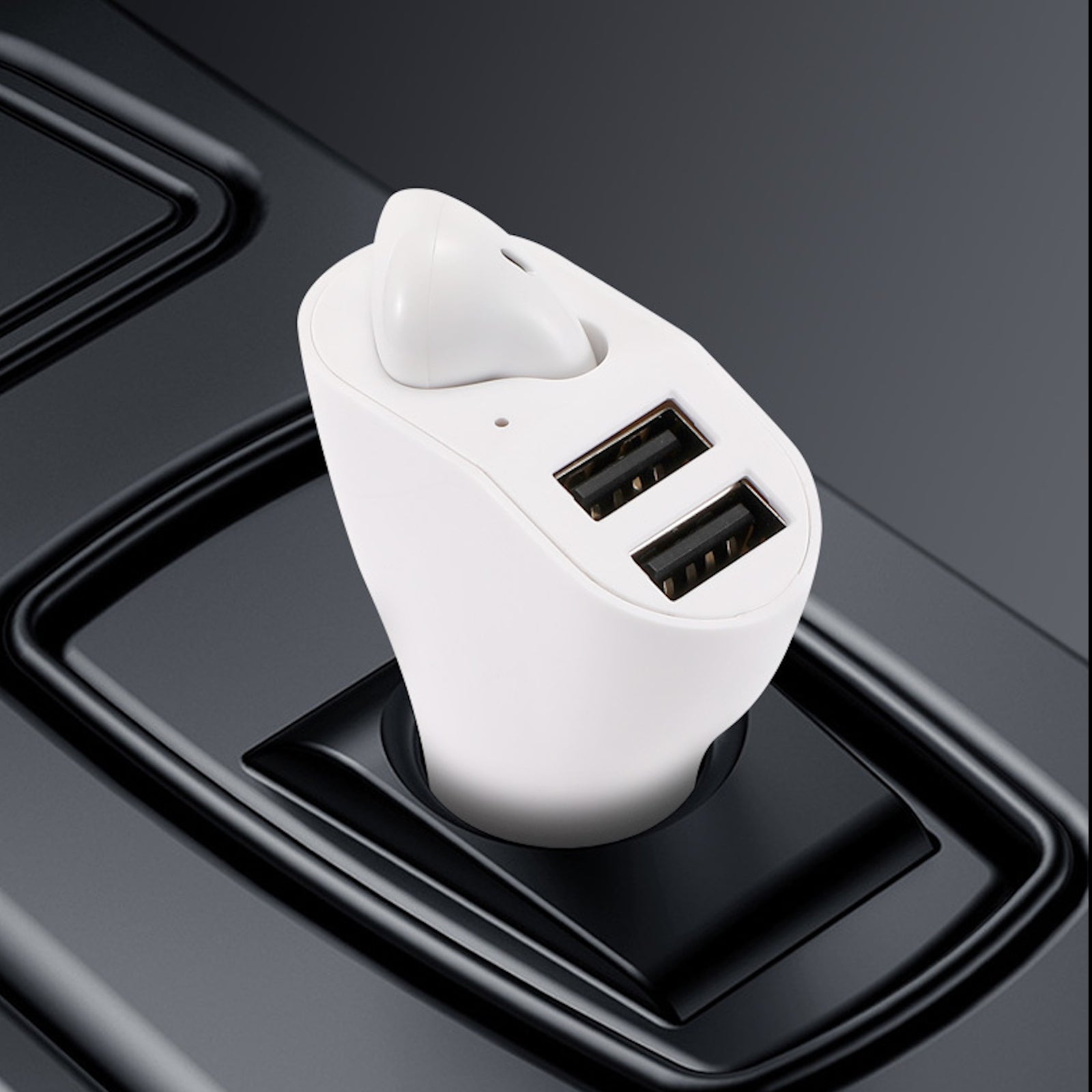 Bluetooth Earbud Headset with Dual Port USB Car Charger 3.1A V5.0 Handsfree Car Kit
