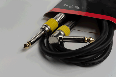 Event Lighting JJR3EL - 3m Jack TS Male to Jack TS Right Angle Male Signal Lead - Yellow Ring