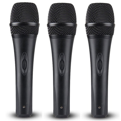 3x Dynamic Microphone + Mic Cables 3 Pack With Switch & Metal Mesh Vocal Karaoke Free Post