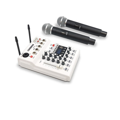 Audio Mixer Built in Dual Cordless Microphone System Bluetooth USB Audio Interface