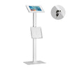 Brateck Anti-Theft Table Floor Stand with Catalogue Holder and Bolt Down Base Fit most 9.7” to 11” Tablets - White