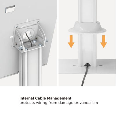 Brateck Anti-Theft Table Floor Stand with Catalogue Holder and Bolt Down Base Fit most 9.7” to 11” Tablets - White