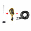 Classic Vintage Dynamic Microphone Pack Includes Mic Stand & Cable Silver, Rose Gold or Gold