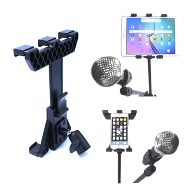 Microphone Stand Mic Clip and 360° Tablet Mobile Phone Mount Holder Karaoke Pack