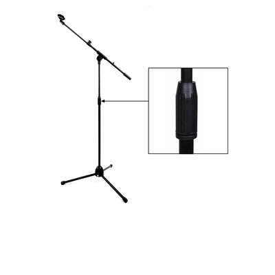 Microphone Stand Telescopic Boom Arm Mic Clip With Metal Tripod Base Extra Tall 2.02M