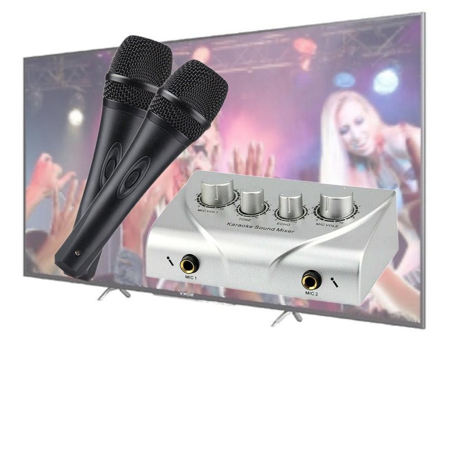 Bluetooth Mixer Mic & Sound Bar Package Karaoke System 2 x Microphone Echo