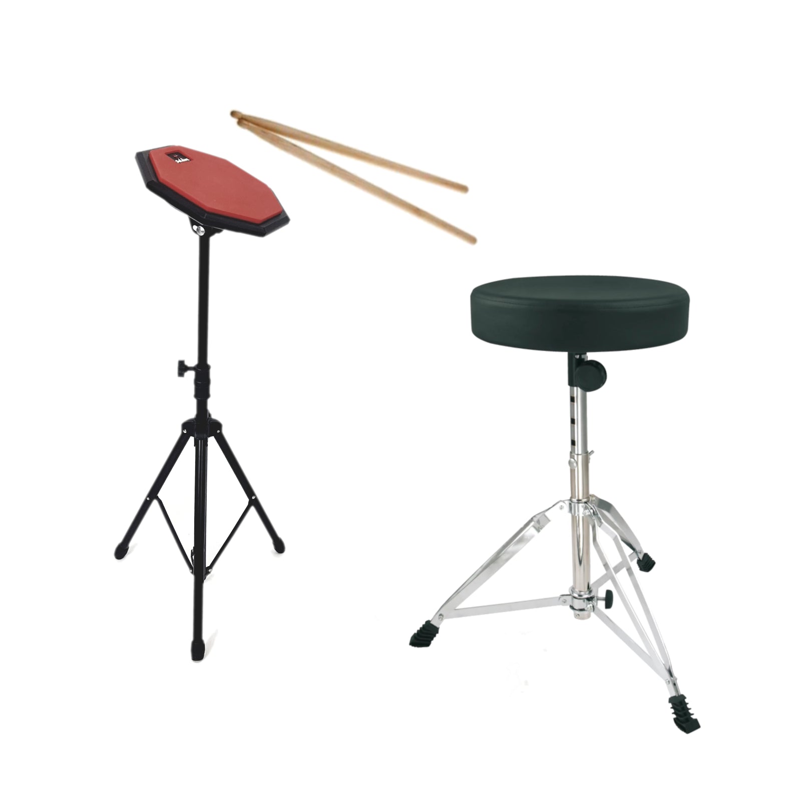 Mute Drum Practice Pad and Adjustable Stand + Bag Optional Drum Stool