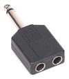 ¼” TS Mono Jack 6.5mm to 2x ¼” TS Mono sockets Splitter Adapter