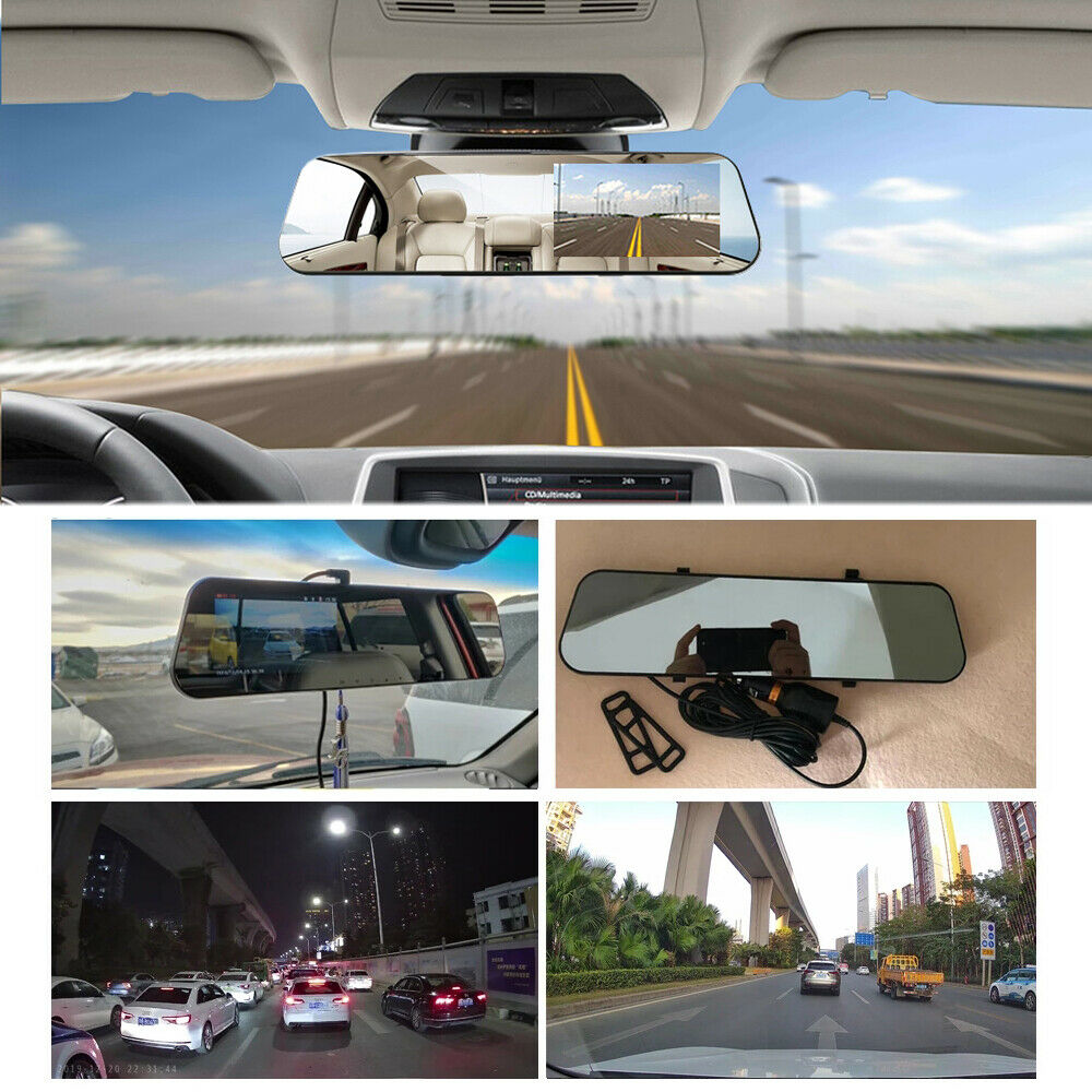 1080P Dash Camera DVR Recorder Rear View Mirror Cam Wide Angle LCD Monitor