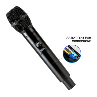Dual Wireless Microphone Cordless 50 UHF Frequencies Rechargeable Karaoke Stage Vocal
