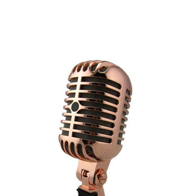 Classic Vintage Dynamic Vocal Microphone Retro Style with XLR Cable. 3 colours Gold, Silver or Rose Gold