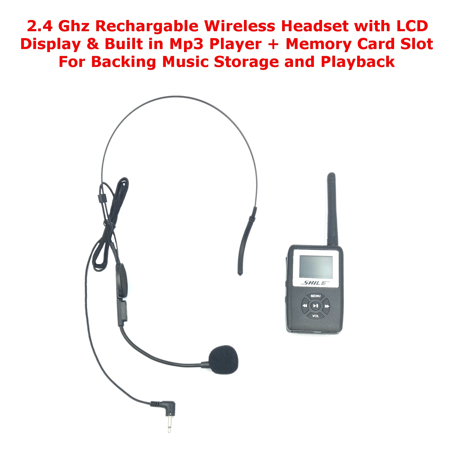 PA Speaker + 2.4 GHz Wireless Mic Headset + Optional Single or Dual Wireless Microphones AUX mp3