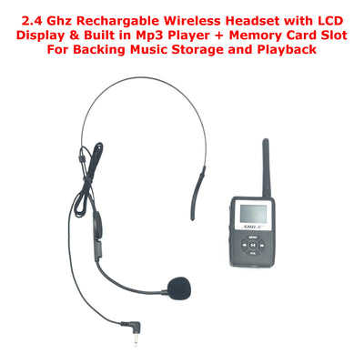 PA Speaker + 2.4 GHz Wireless Mic Headset + Optional Single or Dual Wireless Microphones AUX mp3