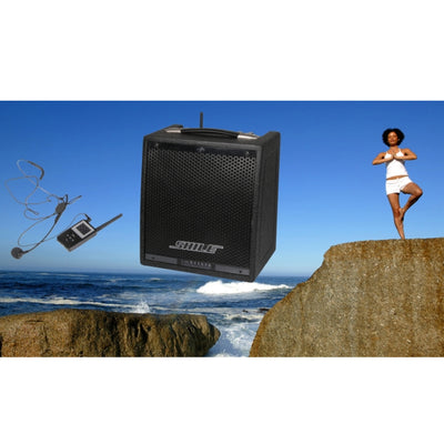 PA Speaker + 2.4 GHz Wireless Mic Headset + Optional Single or Dual Wireless Microphones AUX mp3