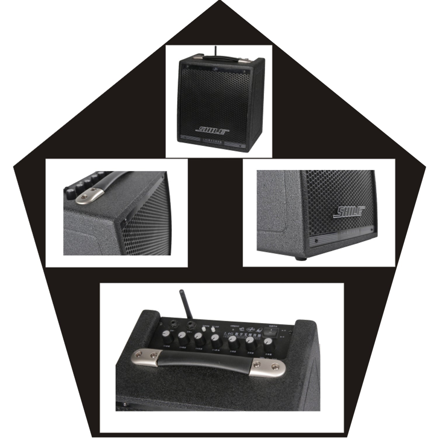 PA Speaker + 2.4 GHz Wireless Mic Headset + Optional Single or Dual Wireless Microphones AUX mp3