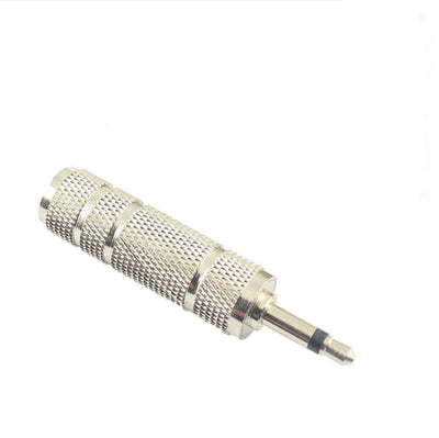 3.5mm mono male jack to 6.35mm female socket in line adapter Silver Metal Body