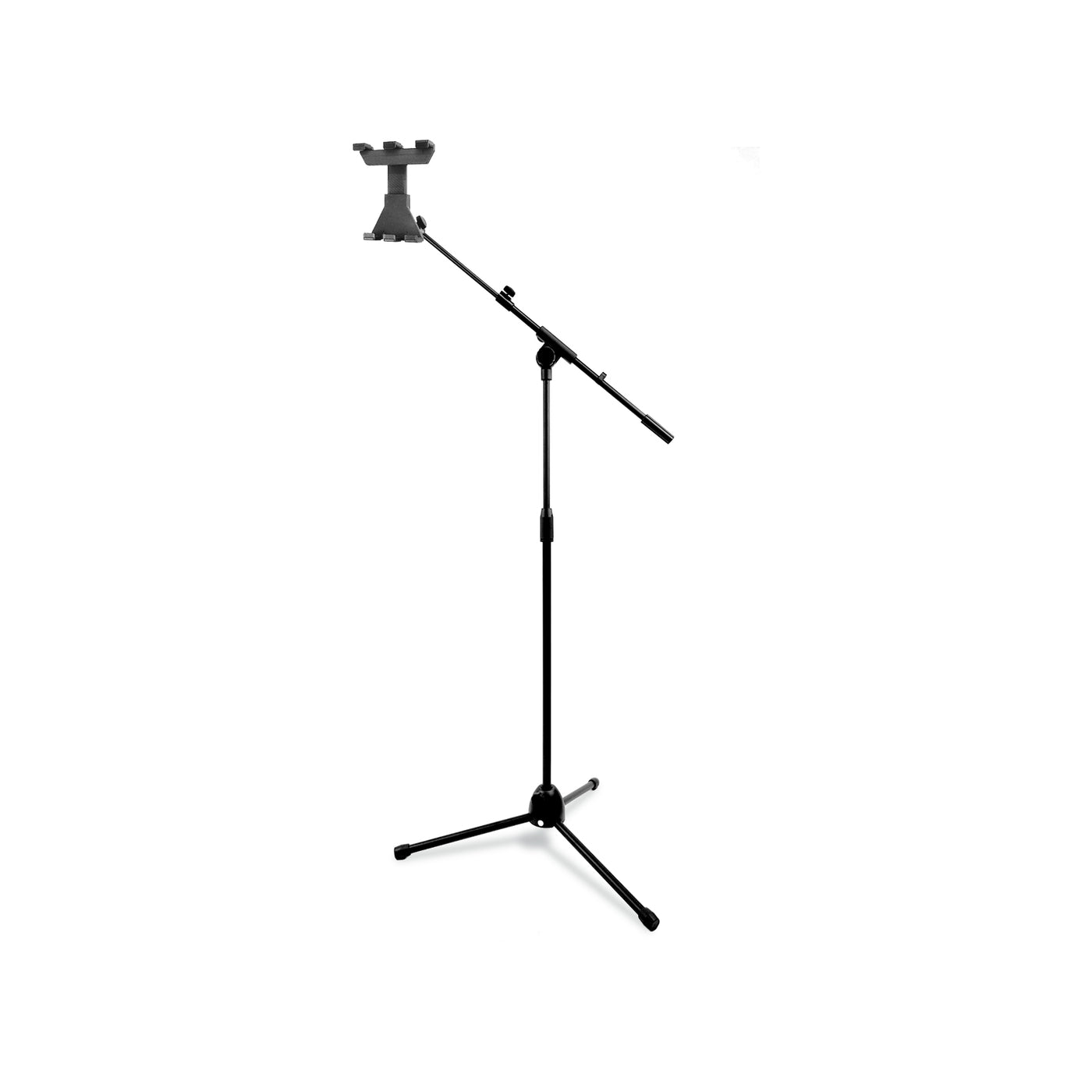 2 in 1 Tablet Tripod Floor Stand with Telescopic Boom Arm and 360° Mount Holder Clamp