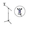 2 in 1 Tablet Tripod Floor Stand with Telescopic Boom Arm and 360° Mount Holder Clamp