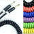 Curly Electric Guitar Instrument Cable Coiled Vintage Style 1/4" Jack Patch Cord