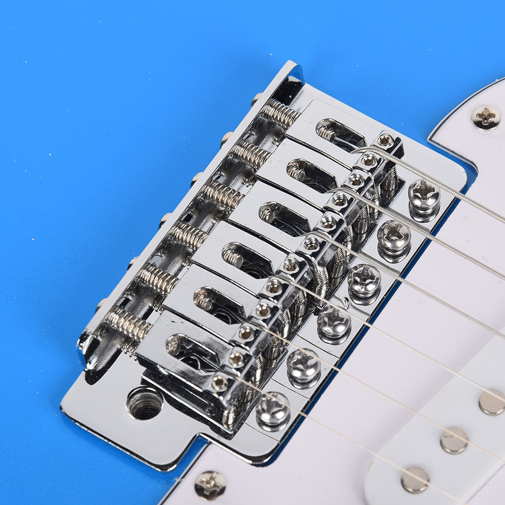 Electric Guitar Strat Style & Optional Accessories Package 4 Colours With Amplifier Stand Rechargeable Tuner Cable Strap Strings Pics