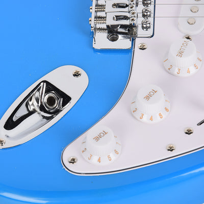 Electric Guitar Strat Style & Optional Accessories Package 4 Colours With Amplifier Stand Rechargeable Tuner Cable Strap Strings Pics