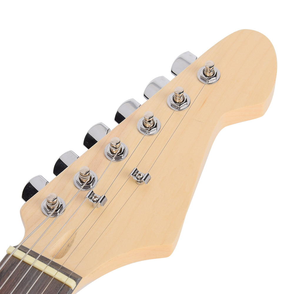 Electric Guitar Strat Style & Optional Accessories Package 4 Colours With Amplifier Stand Rechargeable Tuner Cable Strap Strings Pics