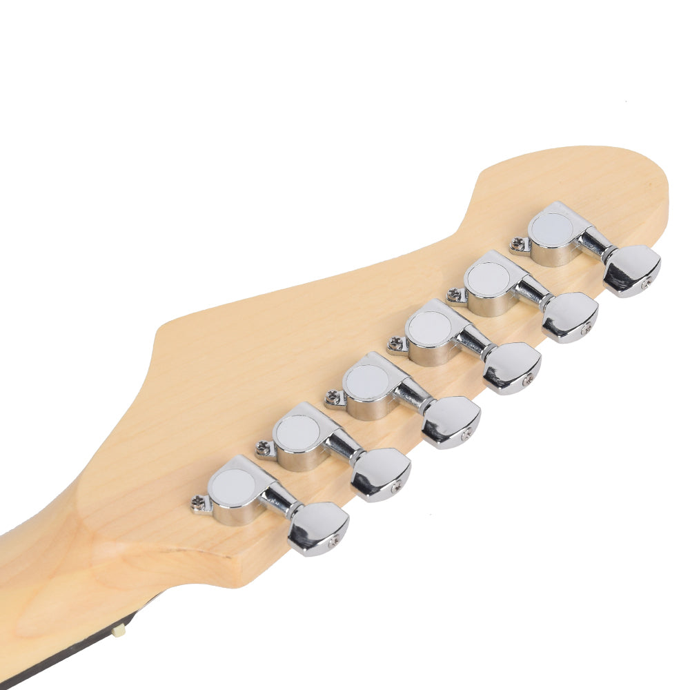 Electric Guitar Strat Style & Optional Accessories Package 4 Colours With Amplifier Stand Rechargeable Tuner Cable Strap Strings Pics