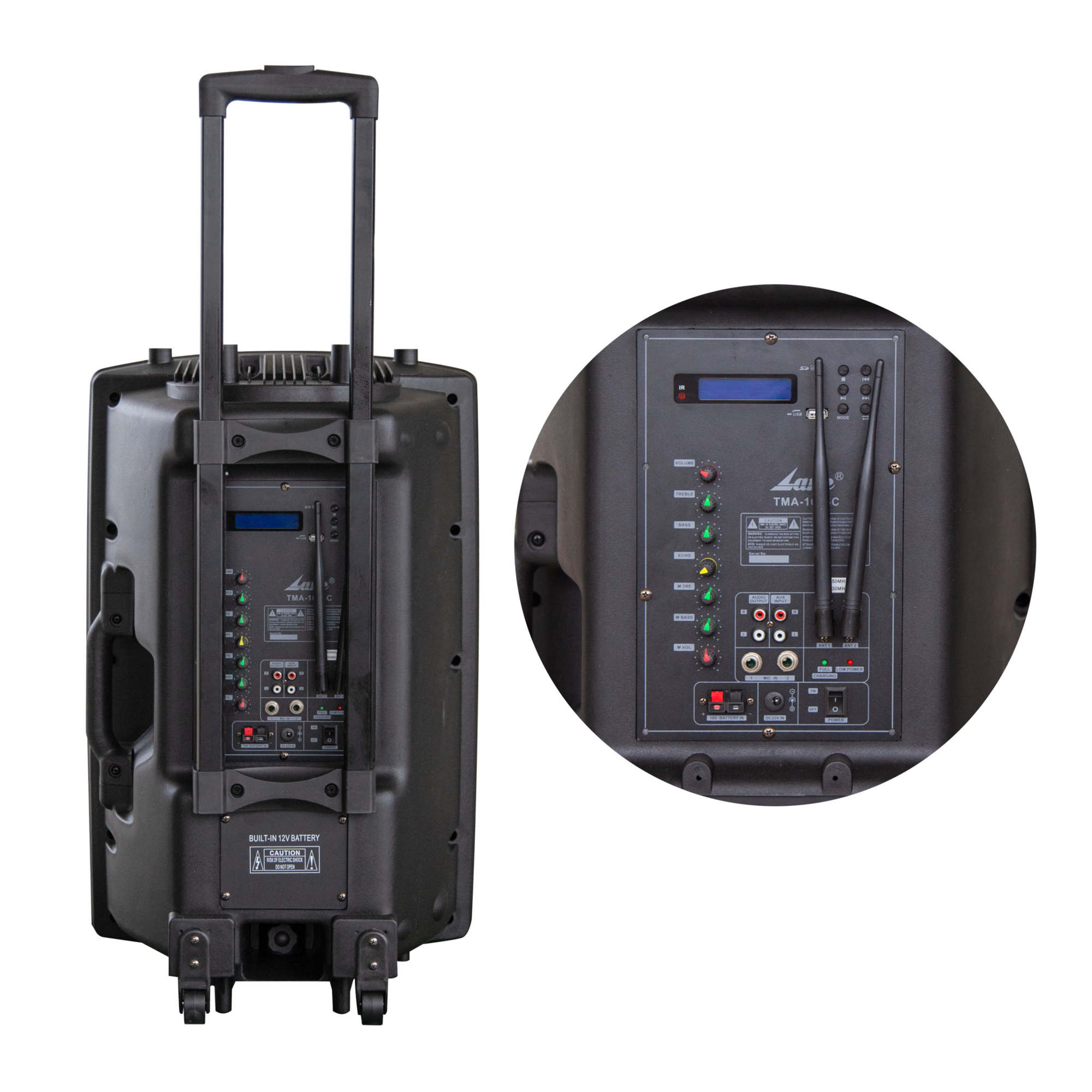 15" inch PA Speaker System 1000W 2x Cordless Mic Mixer Battery Bluetooth MP3 USB