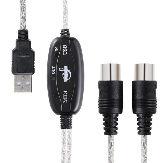 MIDI To USB Cable New Driver Interface Converter PC IN Music Keyboard OUT Adapter Cord