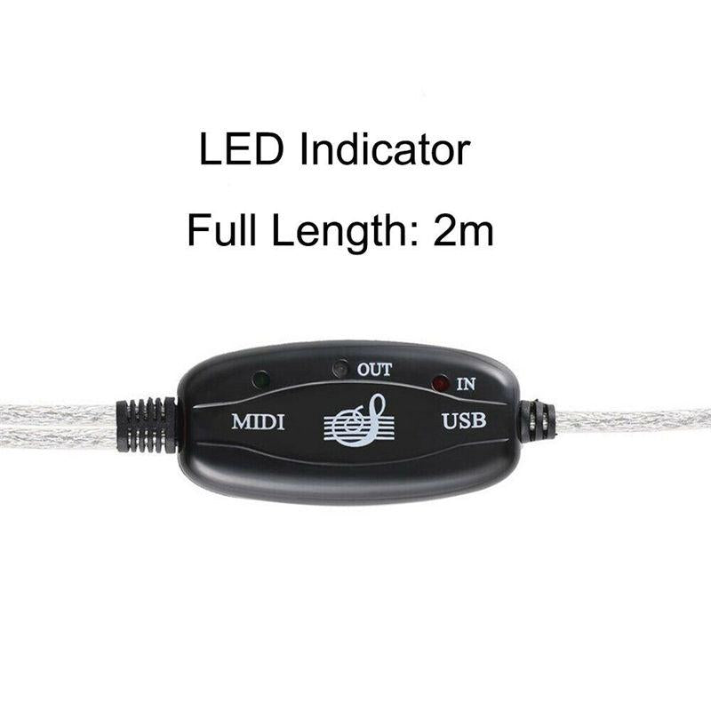 MIDI To USB Cable New Driver Interface Converter PC IN Music Keyboard OUT Adapter Cord