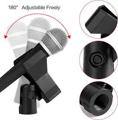 3 Pack Microphone Clip Clamp Holder for Mic Stand 5/8" Screw Black Universal