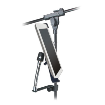 Universal Tablet Holder For Microphone and Music Stand Clamp On Metal Gooseneck Suits iPad or Android