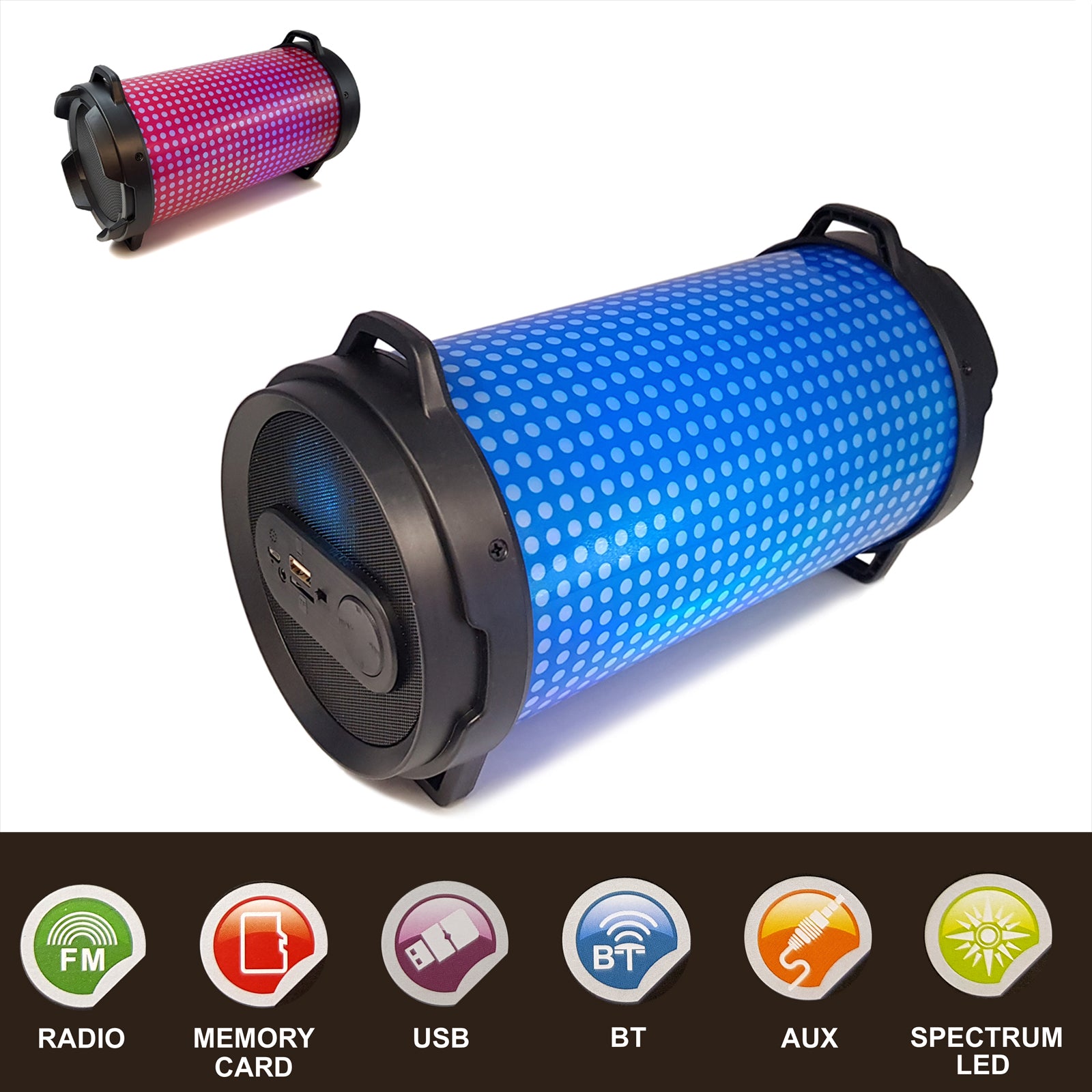 Portable Wireless Bluetooth Speaker Stereo Music Bass FM USB TF AUX MP3 3 colours available