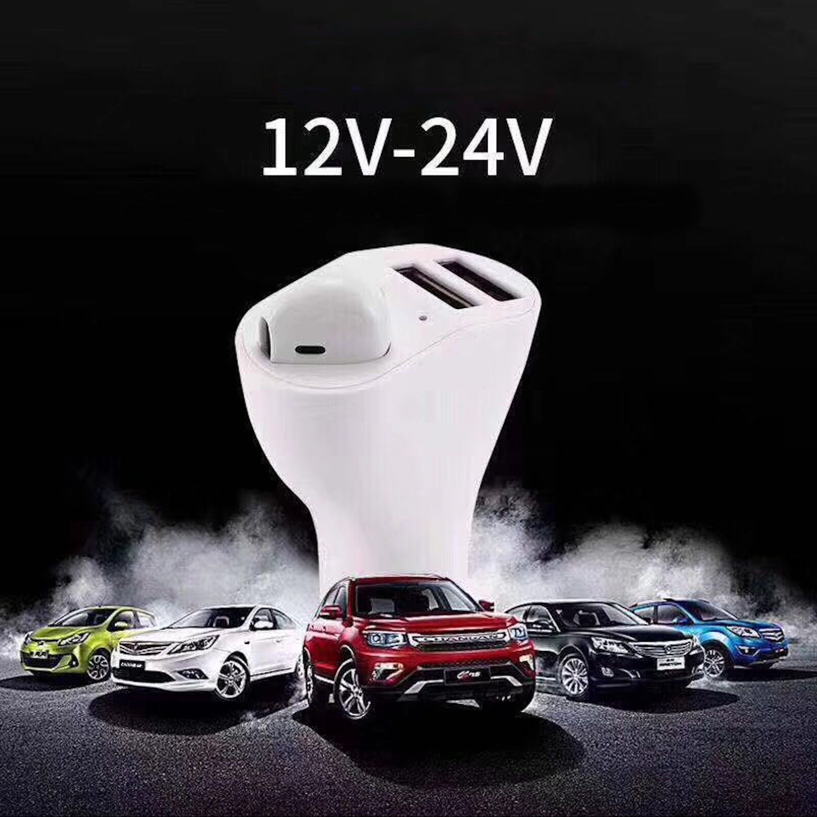 Bluetooth Earbud Headset with Dual Port USB Car Charger 3.1A V5.0 Handsfree Car Kit