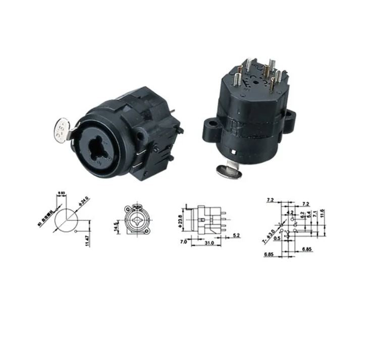 Panel Mount 3 Pole XLR and  6.35mm 1/4" Jack Audio Combo Female Socket