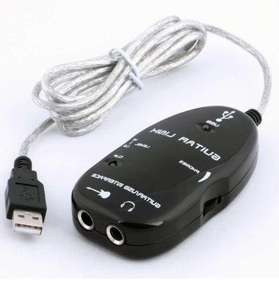 Guitar to USB Interface Link Cable Audio Adapter for PC/MAC Recording Black