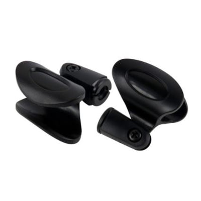 2x Mic Clip Holder for Microphone Flexible Rubberized Plastic Universal + 3/8" to 5/8" Thread Adapters