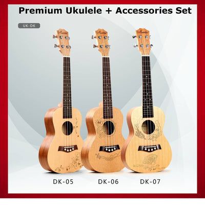 Ukulele 24 Inch Acessories Kit Option Rosewood Sapele Concert